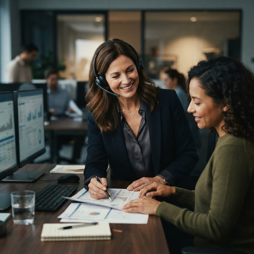 A Capnora advisor helping a client on a call